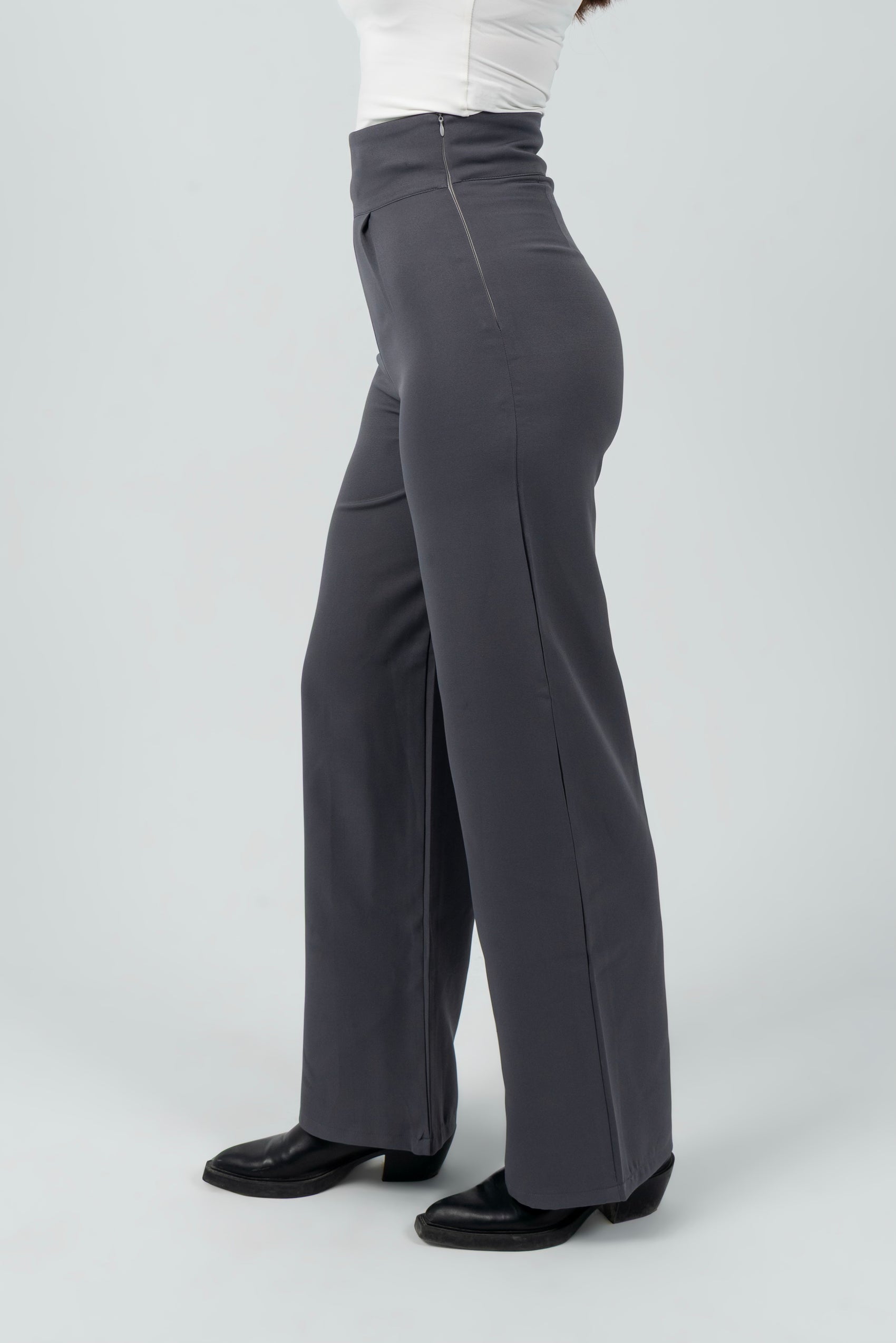 Gray High-Waist Classic Trousers