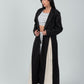 Black Full Length Wool Coat With White Side