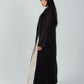 Black Full Length Wool Coat With White Side