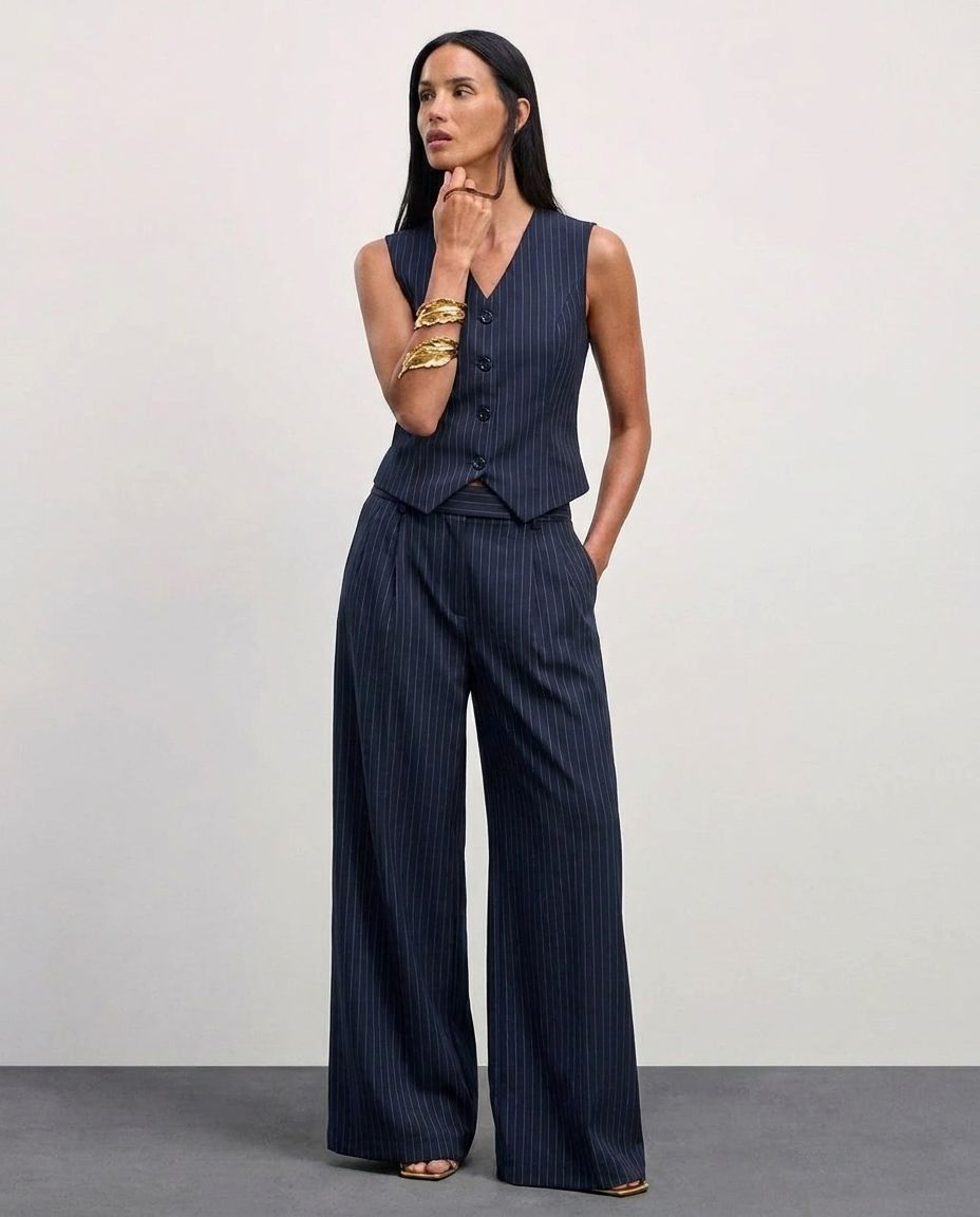 The Madison Pinstripe Trousers - Navy