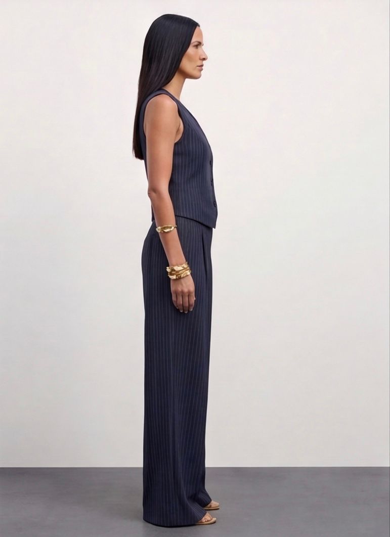 The Madison Pinstripe Co-Ord Set - Navy