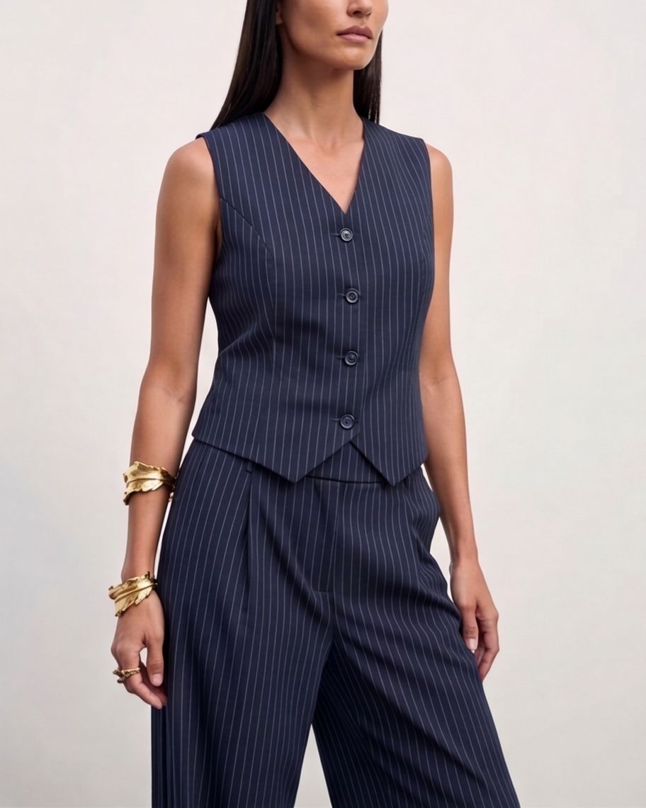 The Madison Pinstripe Co-Ord Set - Navy