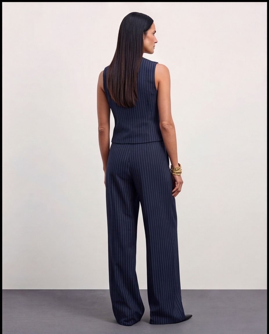 The Madison Pinstripe Co-Ord Set - Navy