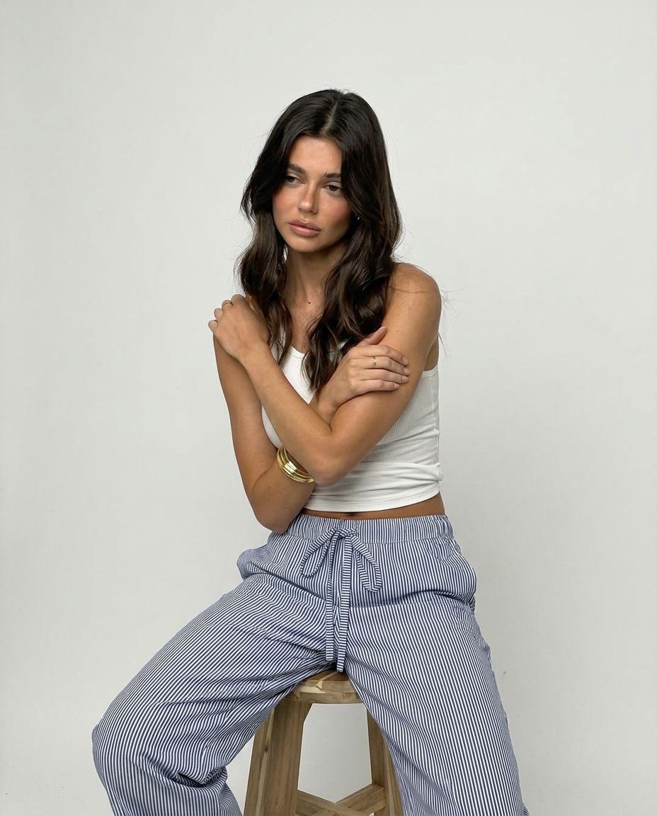 The Santorini Stripe Pants - Blue