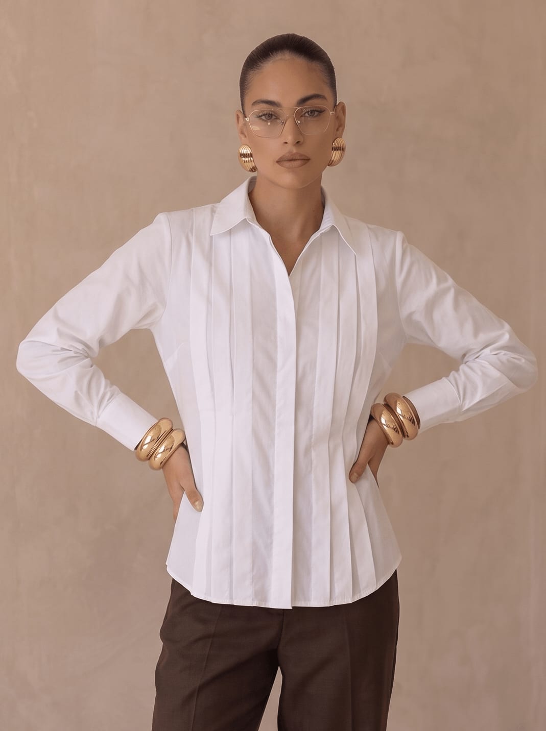 Lucia Pleated White Shirt