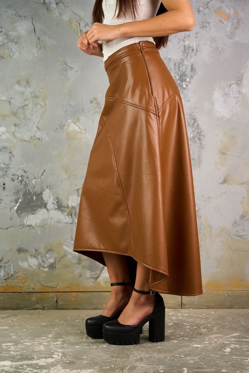 Asymmetric Leather Skirt - Hushy Wear