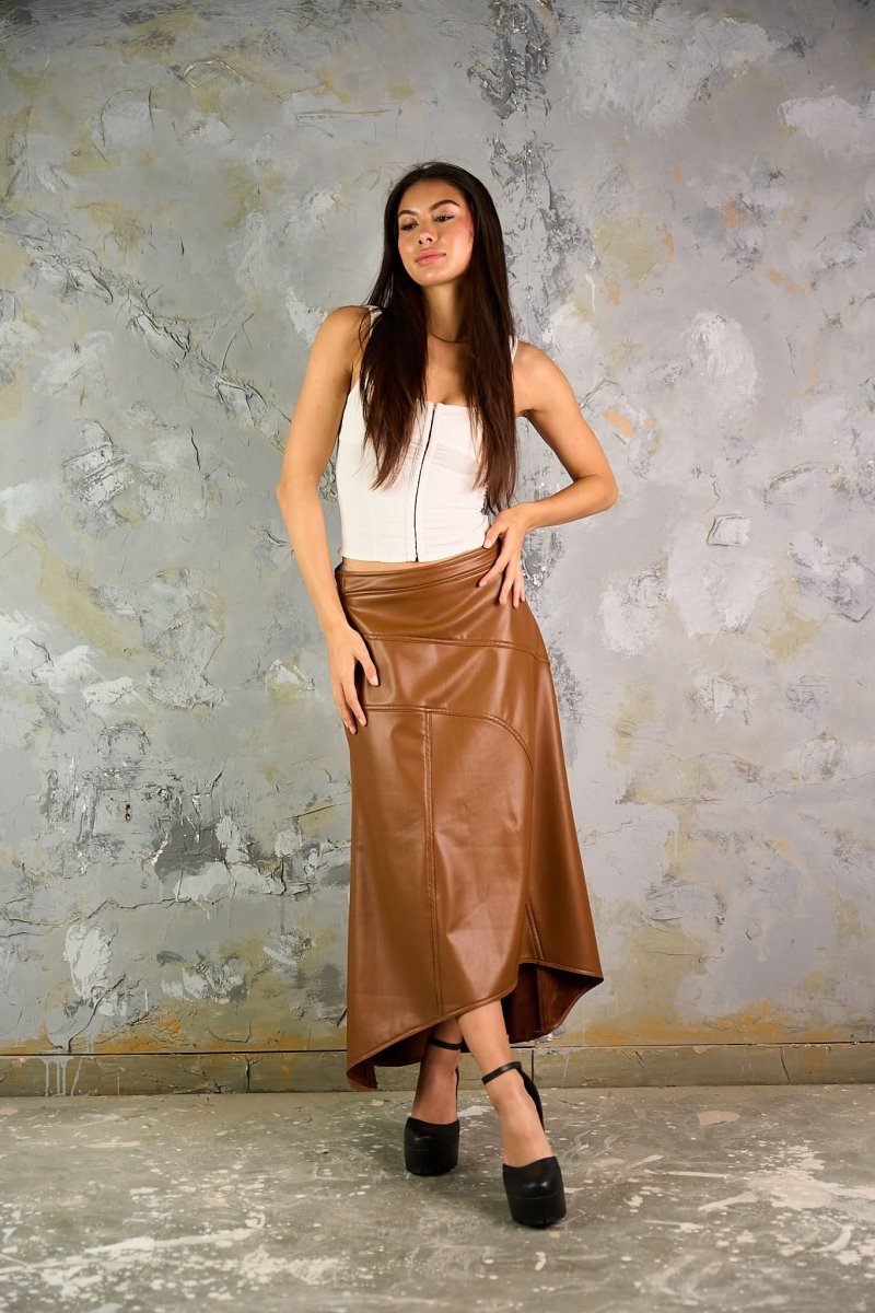 Asymmetric Leather Skirt - Hushy Wear