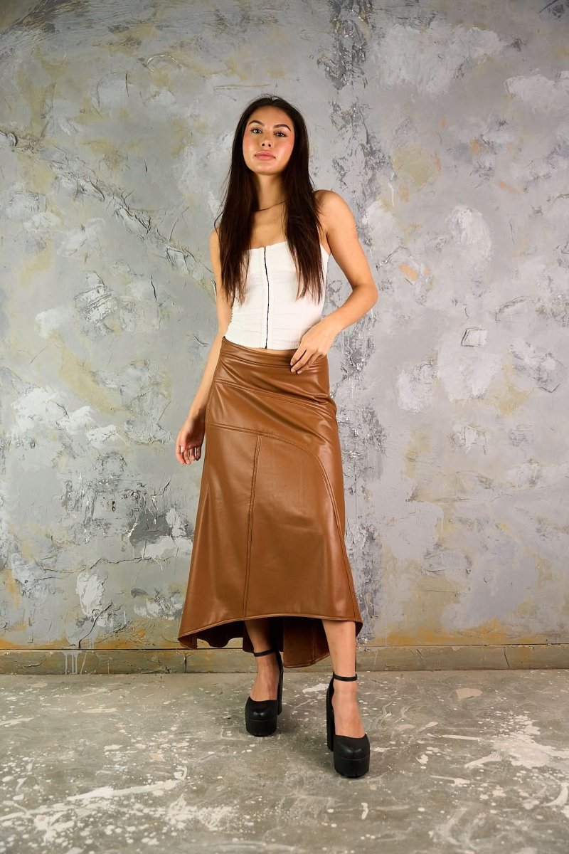 Asymmetric Leather Skirt - Hushy Wear