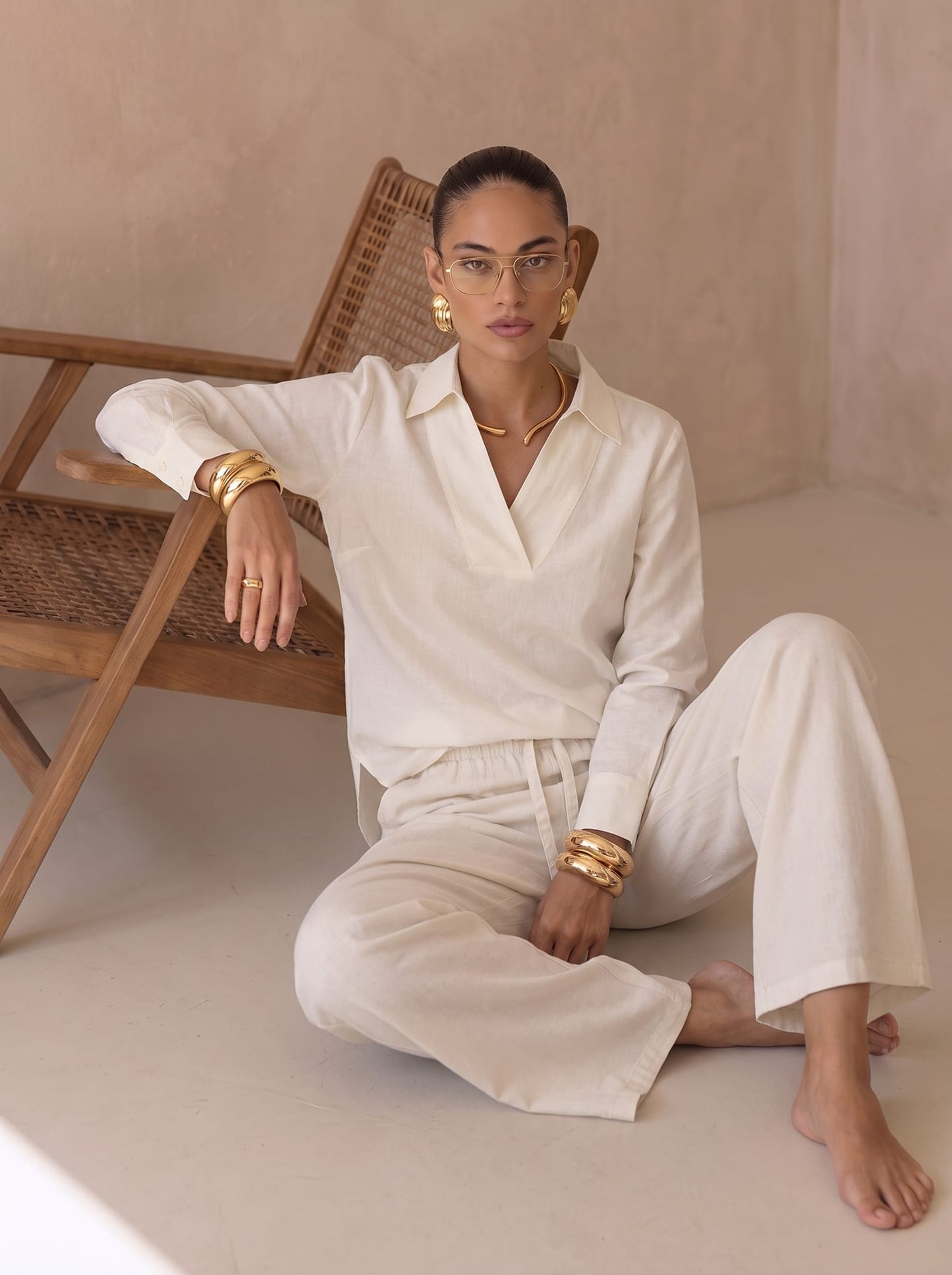 Verto Linen Offwhite Set (Top & Pants)