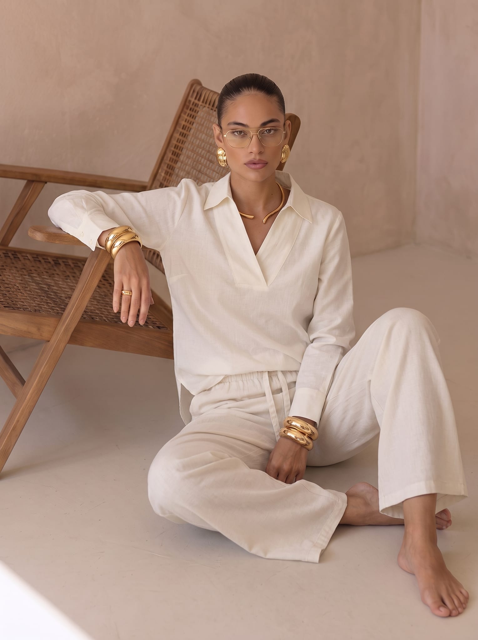 Verto Linen Offwhite Set (Top & Pants)
