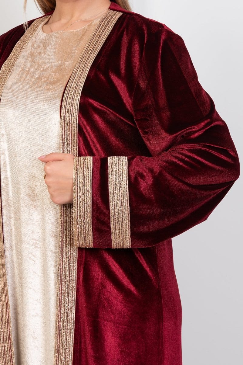 Hushy Velvet Kaftan - Burgundy - Hushy Wear
