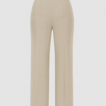 Beige High - Waist Classic Trousers - Hushy Wear