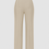 Beige High - Waist Classic Trousers - Hushy Wear