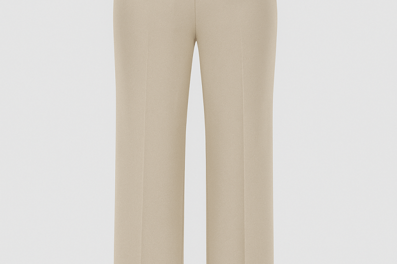Beige High - Waist Classic Trousers - Hushy Wear