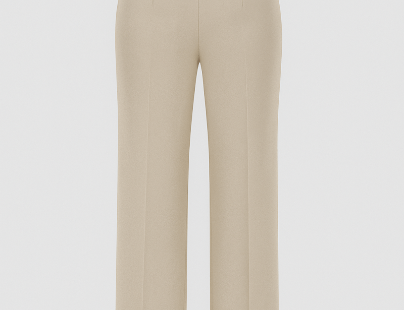 Beige High - Waist Classic Trousers - Hushy Wear