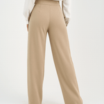 Beige High - Waist Classic Trousers - Hushy Wear