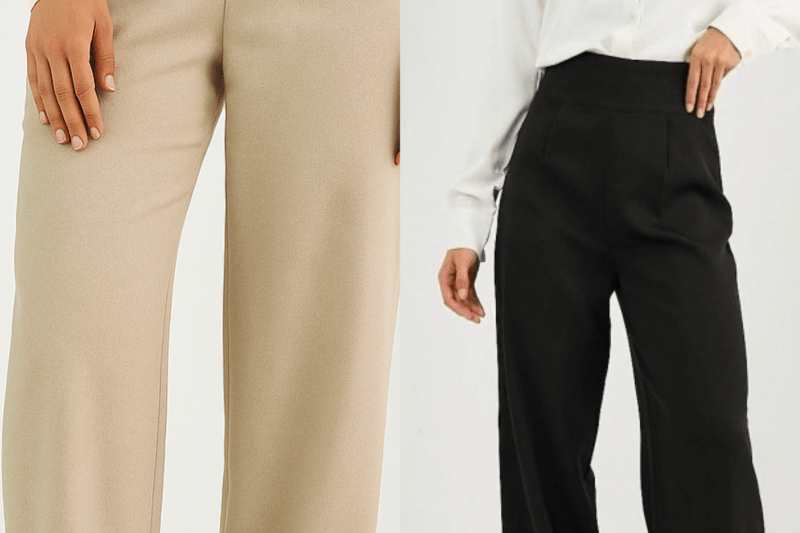 Beige High - Waist Classic Trousers - Hushy Wear
