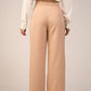 Beige High - Waist Trousers with Side Flipped Waistband - Hushy Wear