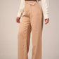 Beige High - Waist Trousers with Side Flipped Waistband - Hushy Wear