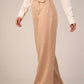 Beige High - Waist Trousers with Side Flipped Waistband - Hushy Wear