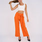 Belted Wide Leg Pants - Orange - Hushy Wear