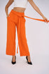 Belted Wide Leg Pants - Orange - Hushy Wear