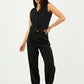 Black Classic Vest & Pleated Straight Pants Set - Hushy Wear