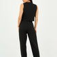 Black Classic Vest & Pleated Straight Pants Set - Hushy Wear