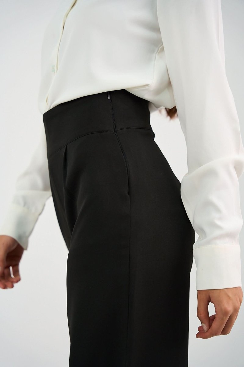 Black High - Waist Classic Trousers - Hushy Wear