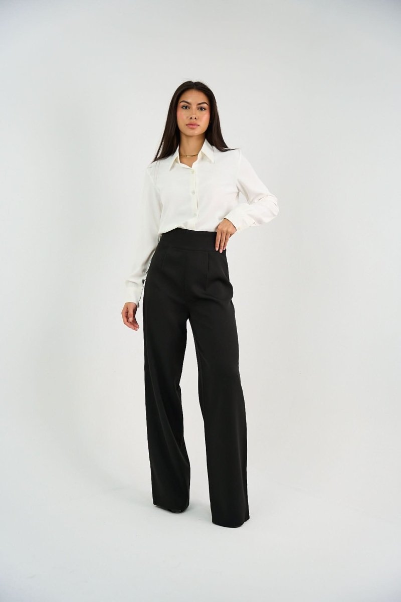 Black High - Waist Classic Trousers - Hushy Wear