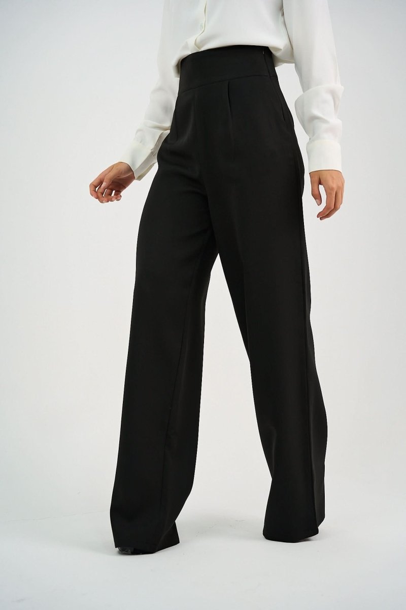 Black High - Waist Classic Trousers - Hushy Wear