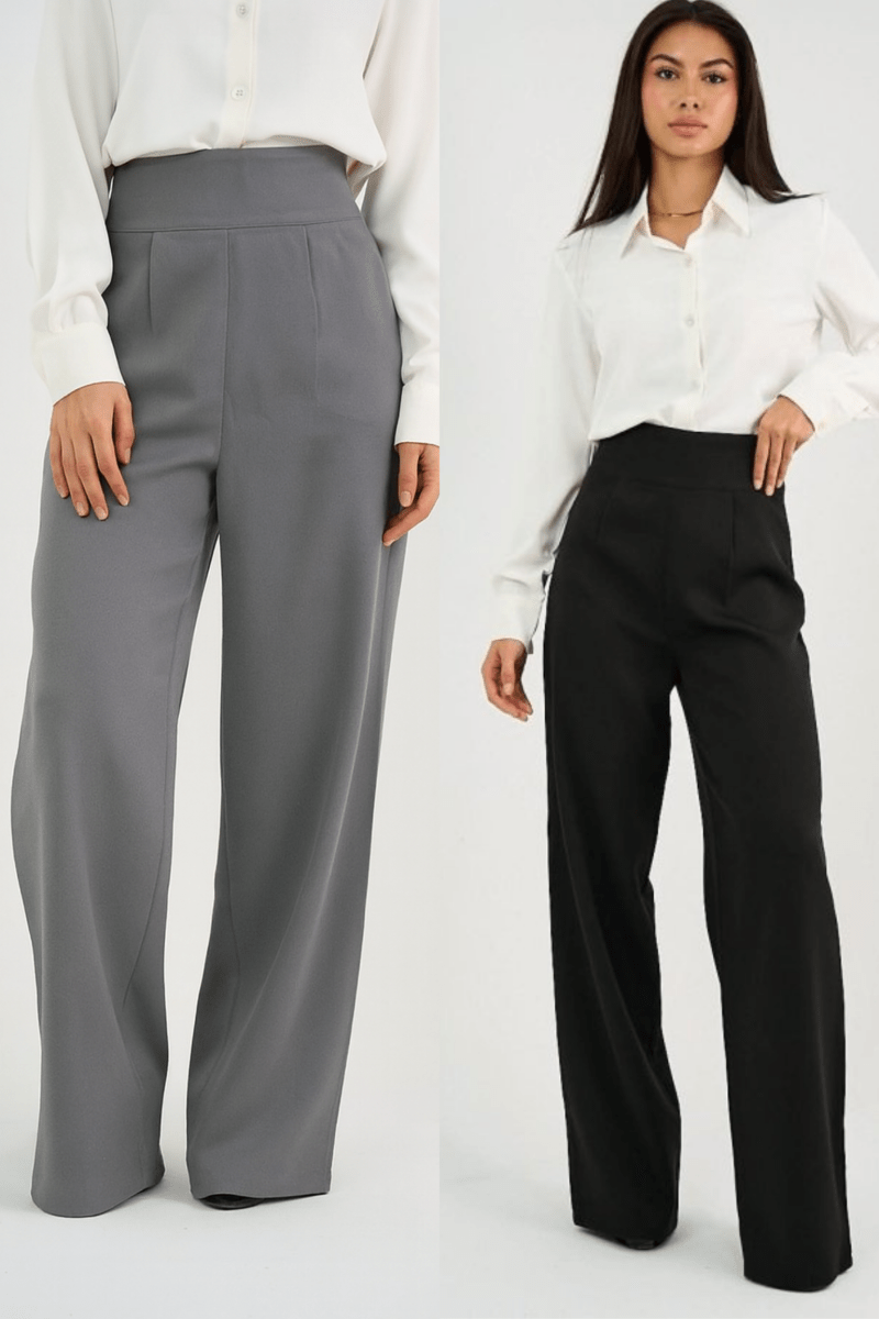 Black High - Waist Classic Trousers - Hushy Wear