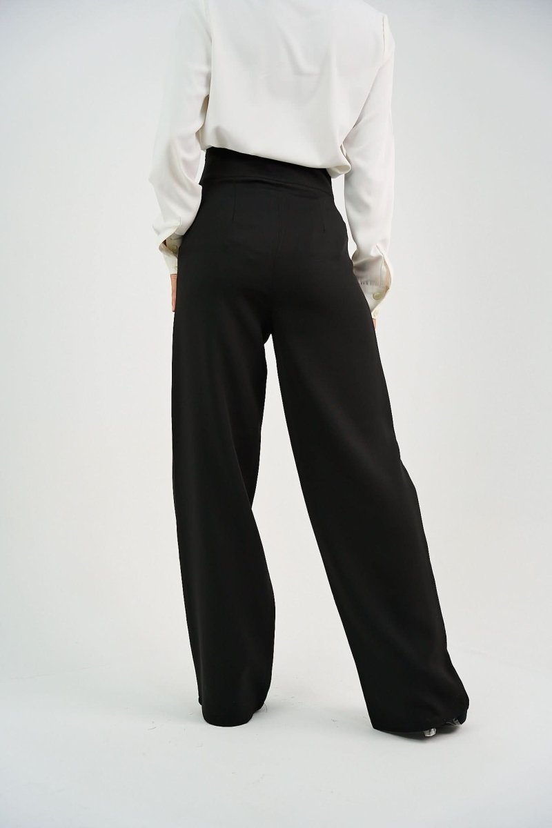 Black High - Waist Classic Trousers - Hushy Wear