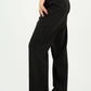 Black Pleated Straight - Leg Trousers - Hushy Wear