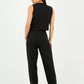 Black Pleated Straight - Leg Trousers - Hushy Wear