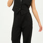 Black Pleated Straight - Leg Trousers - Hushy Wear