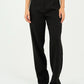 Black Pleated Straight - Leg Trousers - Hushy Wear