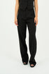 Black Pleated Straight - Leg Trousers - Hushy Wear