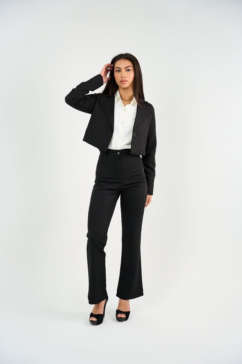 Black Tailored Cropped Blazer - Hushy Wear