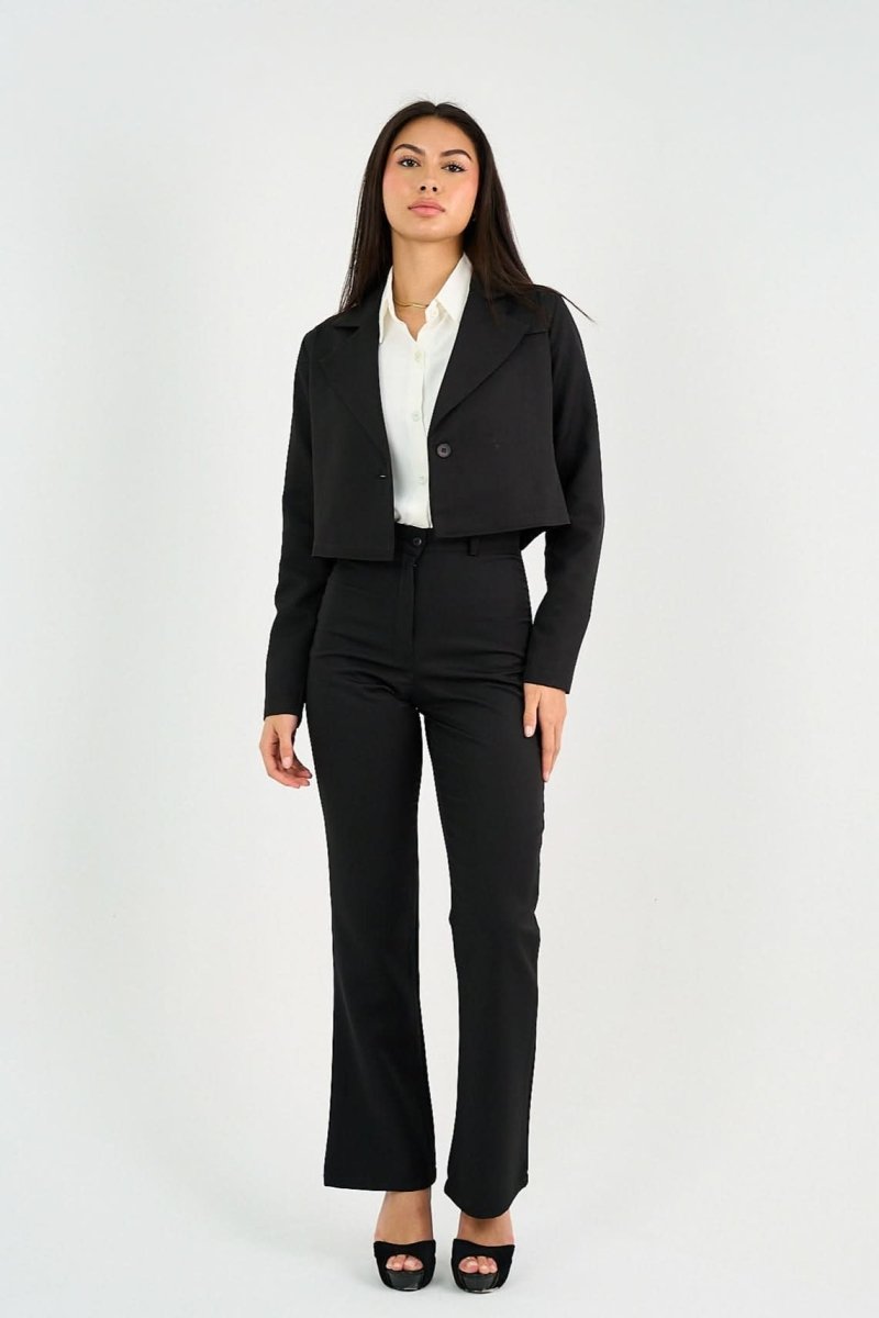Black Tailored Cropped Blazer - Hushy Wear