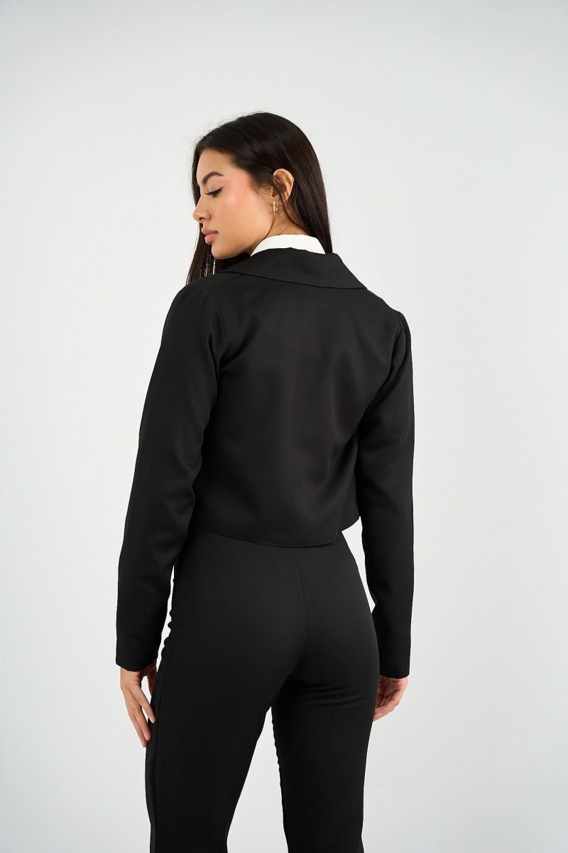 Black Tailored Cropped Blazer - Hushy Wear