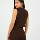 Brown Classic Vest & Pleated Straight Pants Set - Hushy Wear