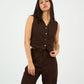 Brown Classic Vest & Pleated Straight Pants Set - Hushy Wear