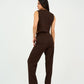 Brown Pleated Straight - Leg Trousers - Hushy Wear