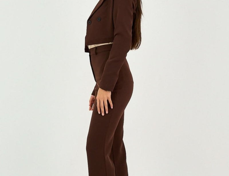 Brown Tailored Cropped Blazer - Hushy Wear