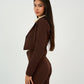 Brown Tailored Cropped Blazer - Hushy Wear