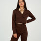 Brown Tailored Cropped Blazer - Hushy Wear