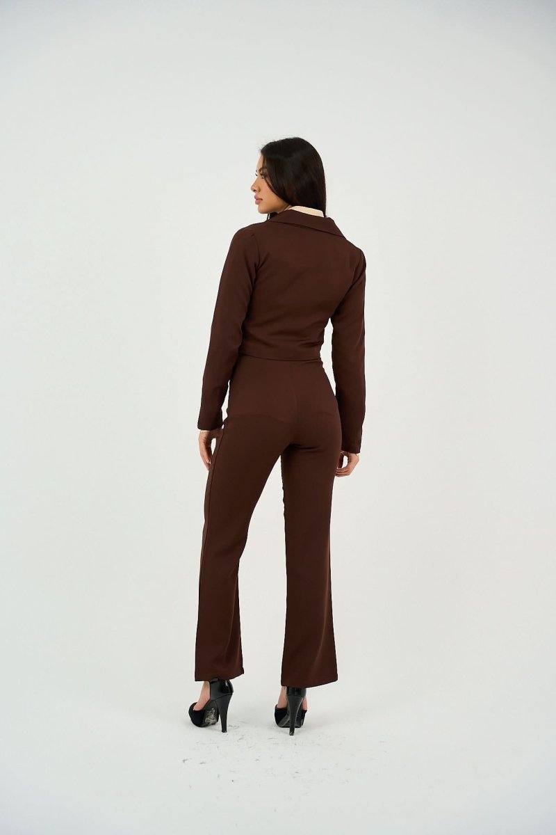 Brown Tailored Cropped Blazer - Hushy Wear