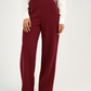 Burgandy High - Waist Classic Trousers - Hushy Wear