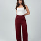 Burgandy High - Waist Classic Trousers - Hushy Wear